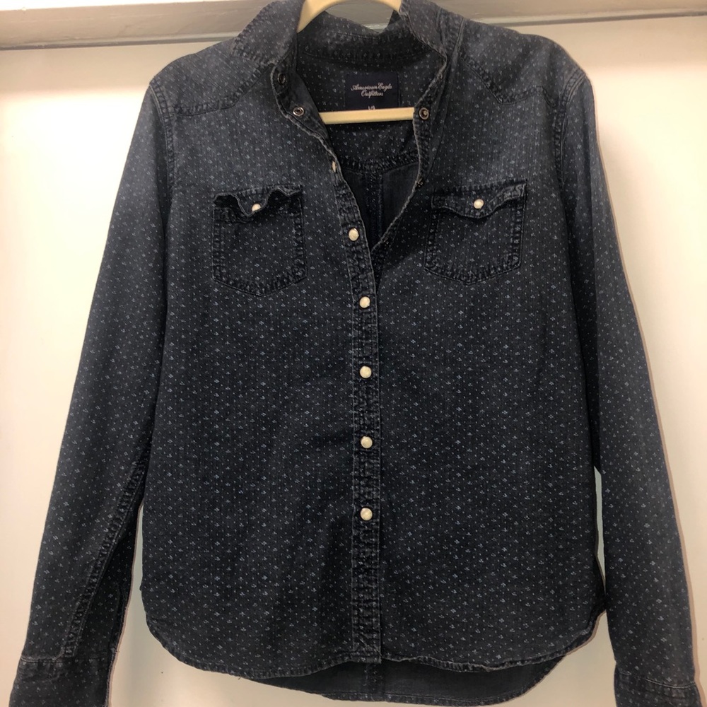 American eagle western style snap up shirt